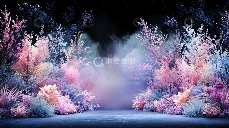 高清大图下载【趣麦麦图】梦幻花丛路径