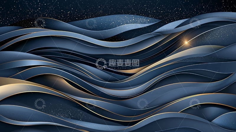 高清大图下载【趣麦麦图】深蓝色抽象水波纹