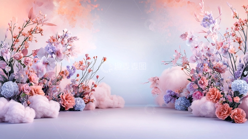 高清大图下载【趣麦麦图】梦幻粉色花卉场景