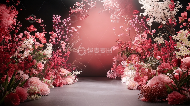 高清大图下载【趣麦麦图】花团锦簇的粉色背景