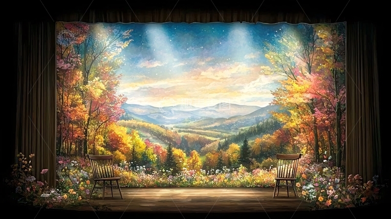 高清大图下载【趣麦麦图】舞台秋景森林阳光