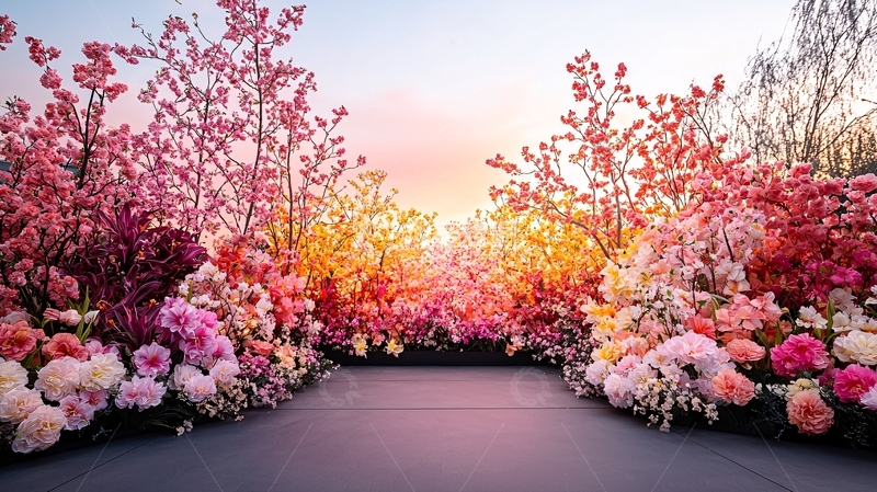 高清大图下载【趣麦麦图】鲜花簇拥小路