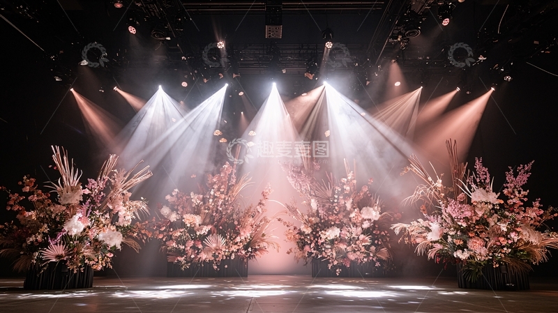 高清大图下载【趣麦麦图】舞台灯光下的鲜花装饰