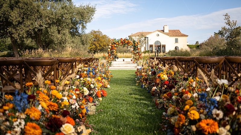 高清大图下载【趣麦麦图】浪漫乡村婚礼鲜花小径