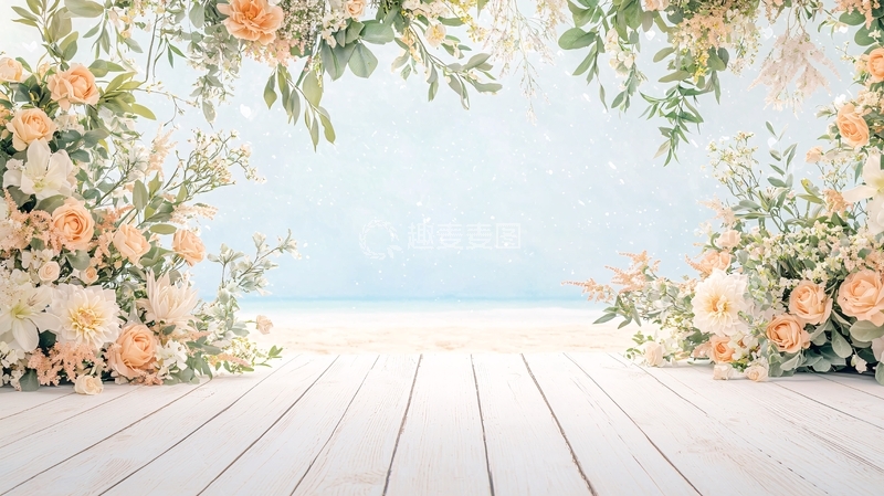 高清大图下载【趣麦麦图】鲜花环绕的清新背景