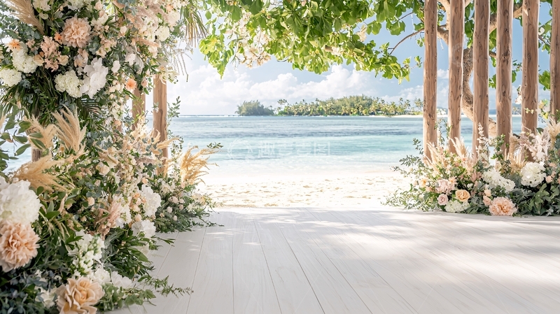 高清大图下载【趣麦麦图】海滩婚礼花拱门