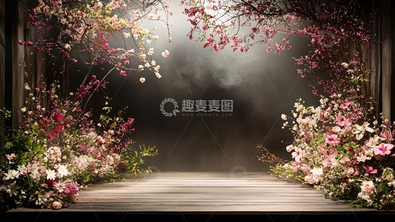 高清大图下载【趣麦麦图】鲜花拱门舞台背景