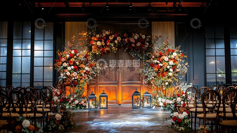 高清大图下载【趣麦麦图】浪漫的室内婚礼鲜花布置