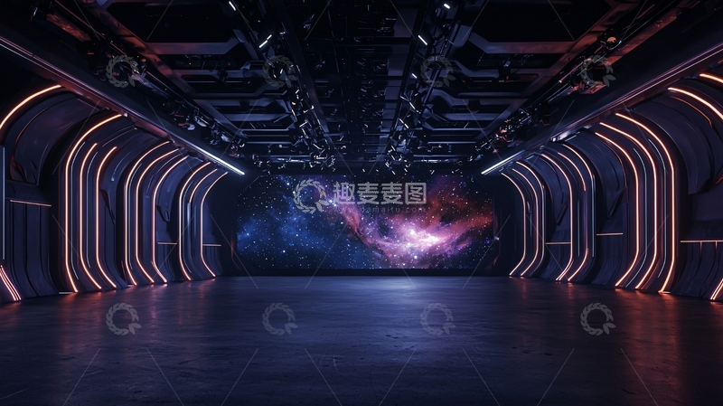 高清大图下载【趣麦麦图】未来感隧道银河星空