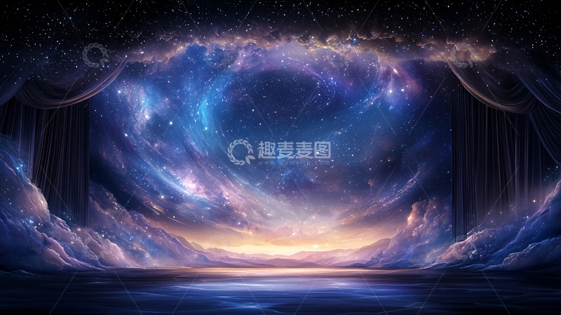 高清大图下载【趣麦麦图】梦幻星空舞台背景
