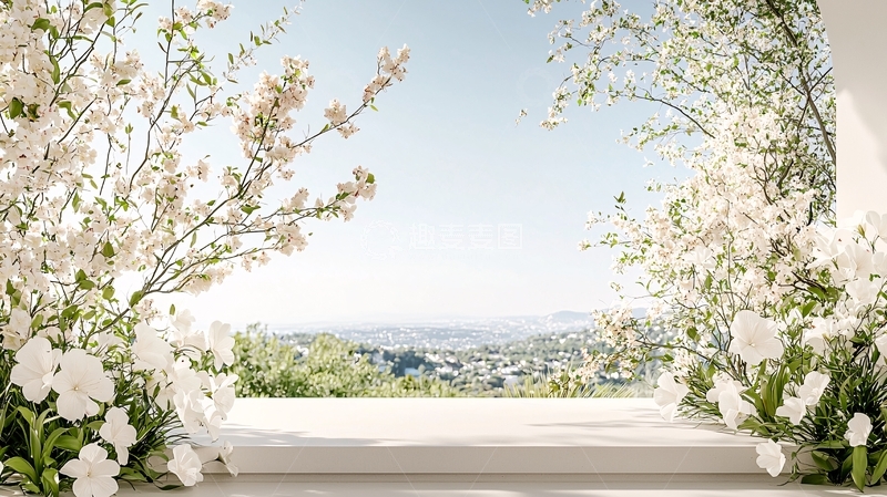 高清大图下载【趣麦麦图】白色花朵拱门