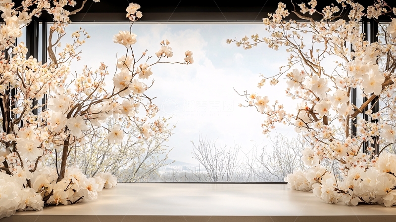 高清大图下载【趣麦麦图】白色花朵环绕的背景板