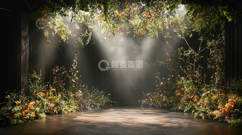高清大图下载【趣麦麦图】森林光线舞台背景