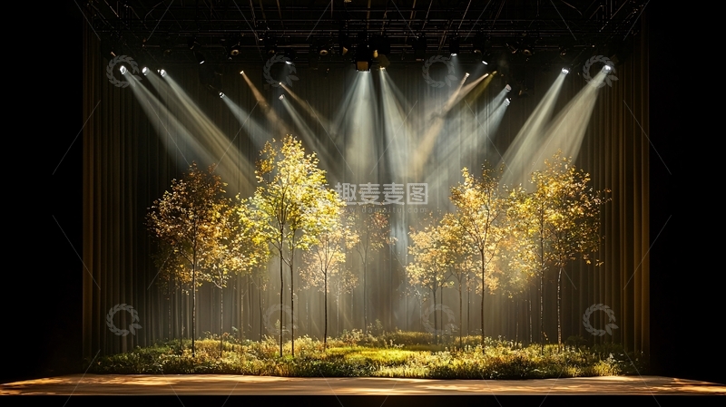 高清大图下载【趣麦麦图】舞台上的光影树木