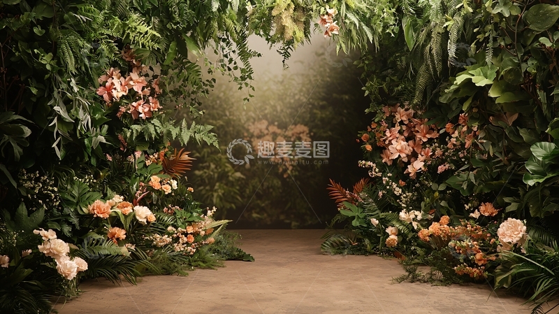 高清大图下载【趣麦麦图】绿色植物包围的拱门