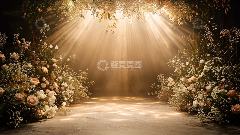 高清大图下载【趣麦麦图】花卉拱门光线照射