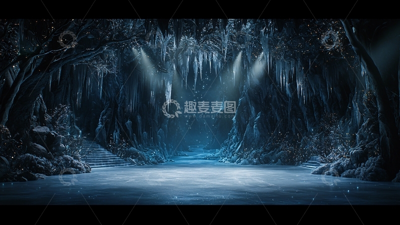 高清大图下载【趣麦麦图】冰雪覆盖的洞穴场景