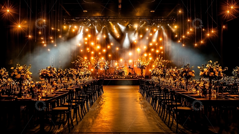 高清大图下载【趣麦麦图】金色灯光下的豪华宴会