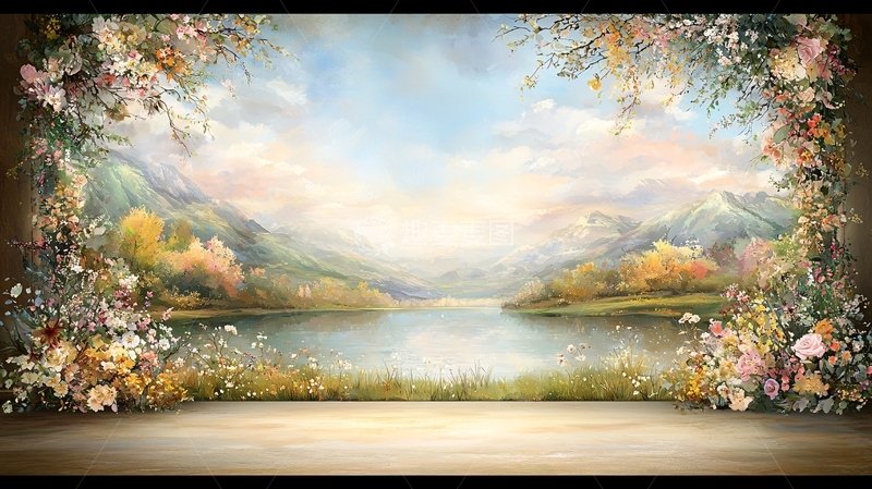 高清大图下载【趣麦麦图】秋季湖光山色背景