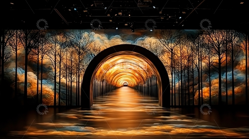 高清大图下载【趣麦麦图】森林隧道尽头的光