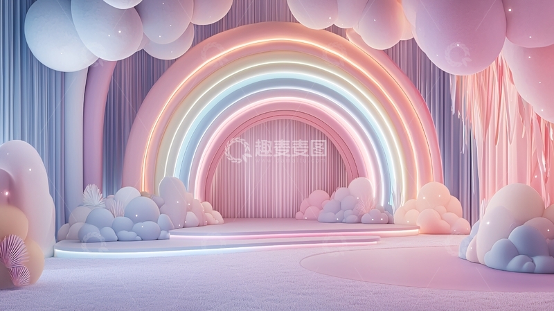 高清大图下载【趣麦麦图】粉色系梦幻彩虹背景