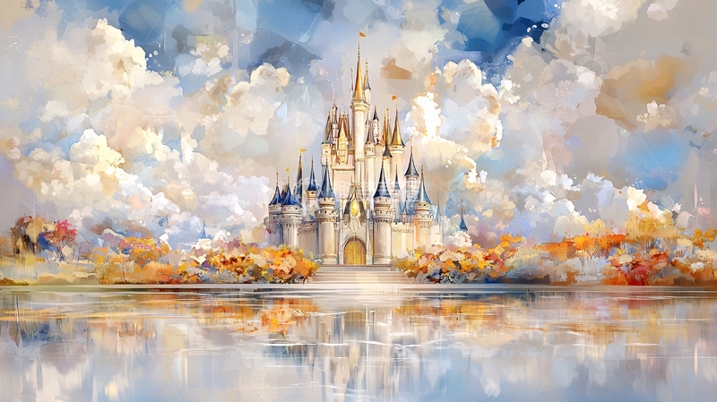 高清大图下载【趣麦麦图】梦幻城堡水面倒影