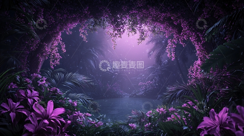 高清大图下载【趣麦麦图】紫色神秘洞穴入口