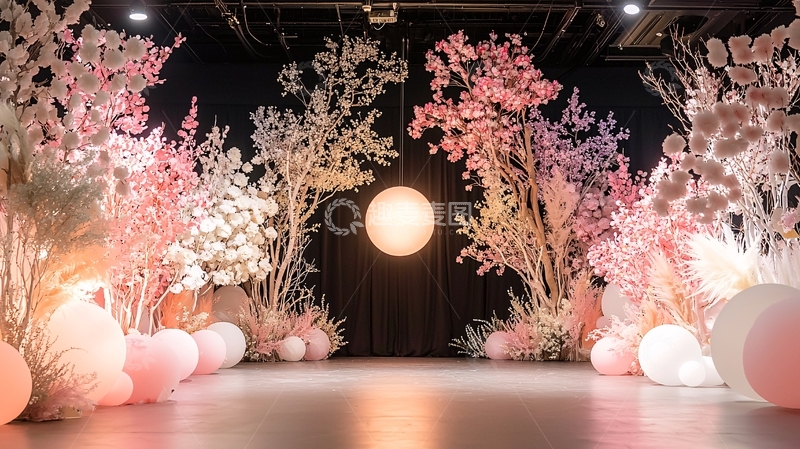 高清大图下载【趣麦麦图】粉色梦幻舞台背景