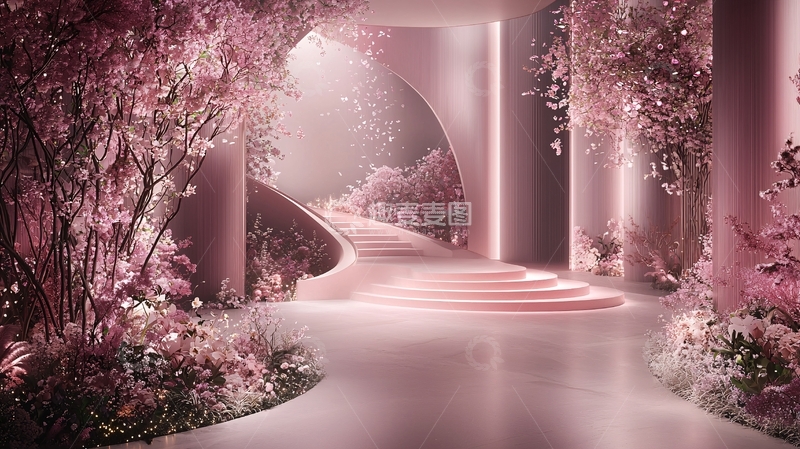 高清大图下载【趣麦麦图】粉色梦幻花园通道