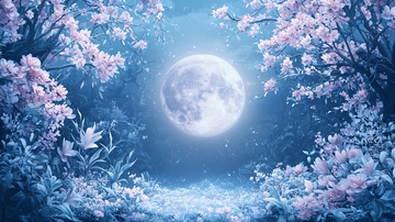 梦幻月夜下的繁花