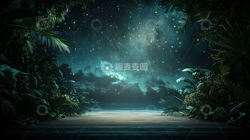 高清大图下载【趣麦麦图】神秘的森林夜景