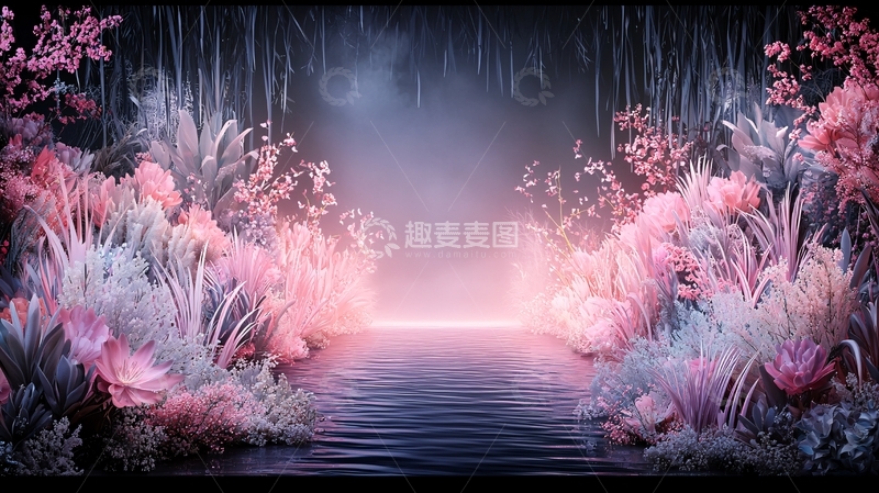 高清大图下载【趣麦麦图】梦幻粉色植物背景
