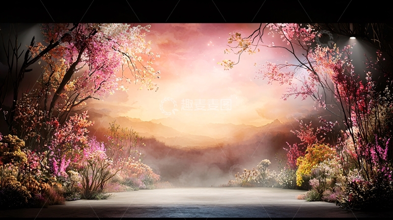 高清大图下载【趣麦麦图】浪漫唯美花卉舞台背景