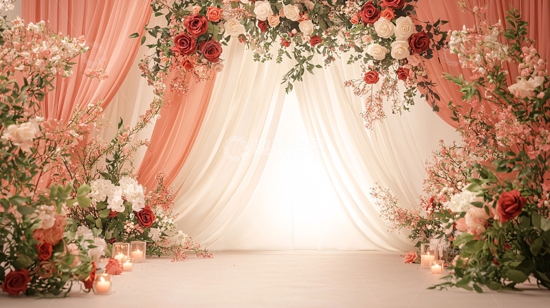 高清大图下载【趣麦麦图】粉色浪漫婚礼背景