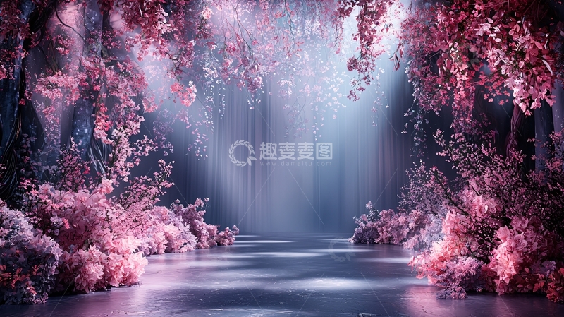 高清大图下载【趣麦麦图】神秘粉色森林水面