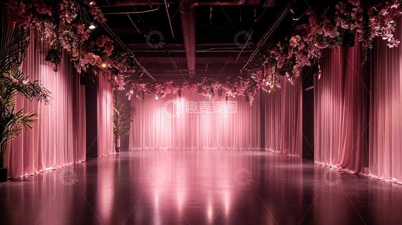 高清大图下载【趣麦麦图】粉色灯光照亮的舞台背景
