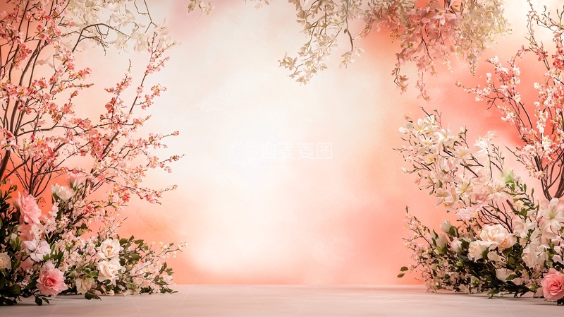 高清大图下载【趣麦麦图】粉色花朵拱门背景