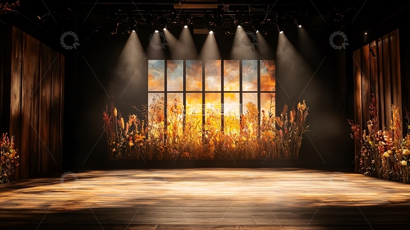 高清大图下载【趣麦麦图】舞台灯光照射的金色背景