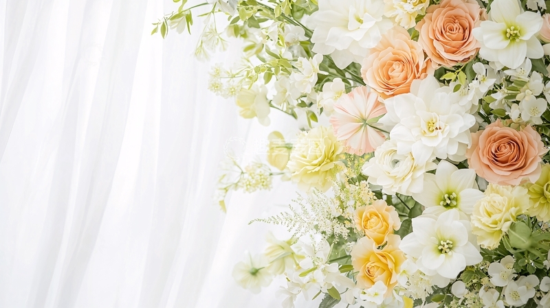 高清大图下载【趣麦麦图】白色背景上的柔和花朵