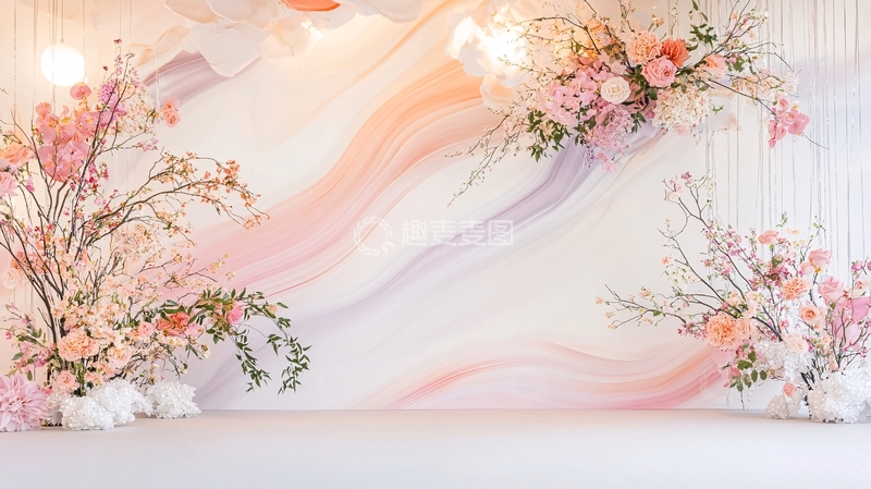 高清大图下载【趣麦麦图】粉色花朵装饰背景