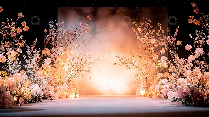 高清大图下载【趣麦麦图】梦幻花卉舞台背景