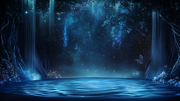 神秘蓝色水潭夜景