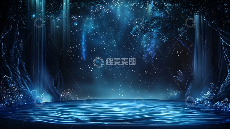 高清大图下载【趣麦麦图】神秘蓝色水潭夜景