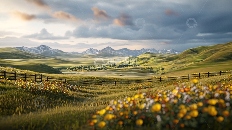 高清大图下载【趣麦麦图】绿色草地山脉