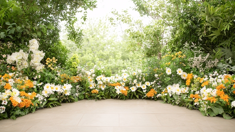 高清大图下载【趣麦麦图】花园小径鲜花盛开