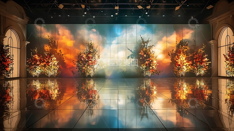 高清大图下载【趣麦麦图】舞台背景绚丽灯光花卉