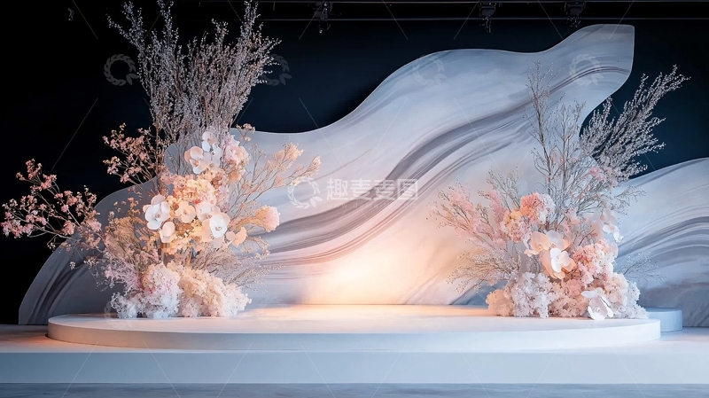 高清大图下载【趣麦麦图】浅色系婚礼舞台背景装饰