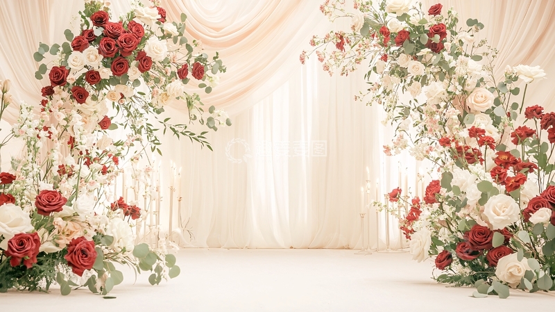 高清大图下载【趣麦麦图】红白花朵拱门