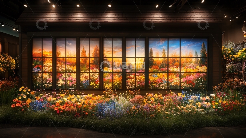 高清大图下载【趣麦麦图】夕阳下的花海