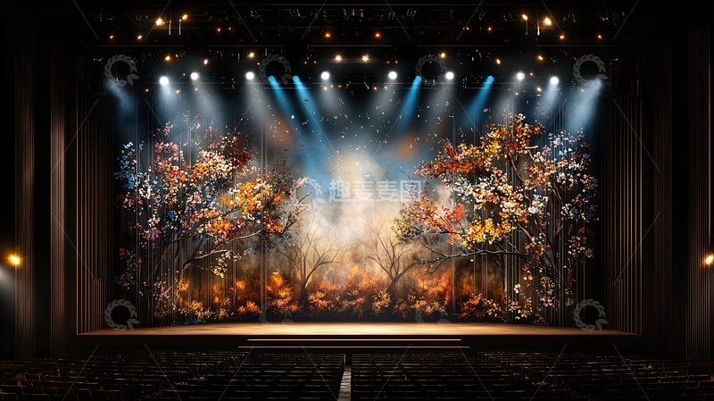 高清大图下载【趣麦麦图】舞台灯光下的抽象背景画